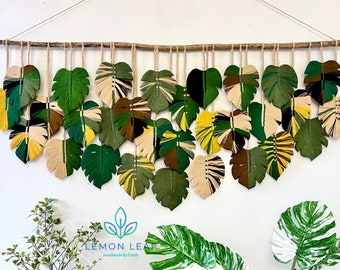 Large Macrame Monstera Leaf Wall Hanging: Boho Wall Art