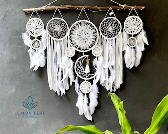 Acchiappasogni Con Luna E Stella In Macramè - Decorazione Da Parete Bohémien Con Luci Incluse, Fatto A Mano, Regalo Per Camera Da Letto, Compleanno Donna, Festa Della Mamma