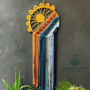 Macrame Moon, Star & Sun Wall Hanging: Blue Sea Home Decor