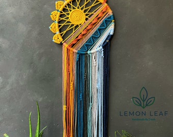 Makramee Mond, Stern & Sonne Wandbehang: Blue Sea Home Decor