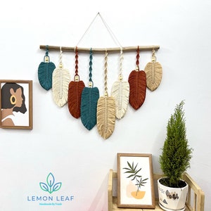 Large Feather Macrame Wall Hanging: Rustic Boho Decor (25x24 inches)