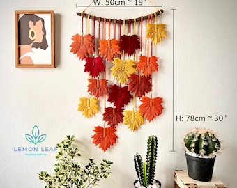 Maple Leaf Macrame Wall Hanging: Colorful Boho Home Decor