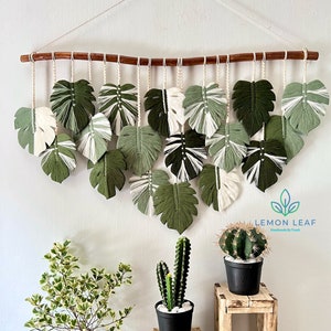 Monstera leaf wall hanging macrame, large leaf macrame wall art, macrame wall art, wall tapestries, macrame leaf painting on the wall