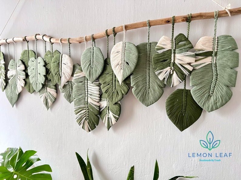 Monstera leaf wall hanging macrame, large leaf macrame wall art, macrame wall art, wall tapestries, macrame leaf painting on the wall