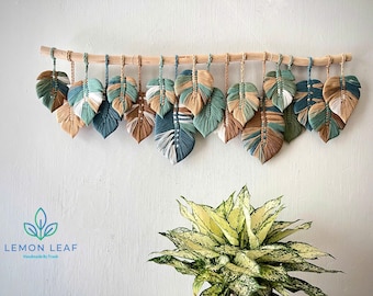 Macrame Leaf Wall Hanging: Boho Green Home Decor