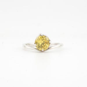 925 Sterling Silver Ring CZ Zircon-Yellow Zircon Ring-Handcrafted Elegant Gemstone Jewelry for Women- Unique and Sparkling Gemstone Design
