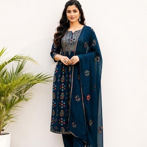 navy blue eid dress Modest Navy Blue Eid Dress 23262L