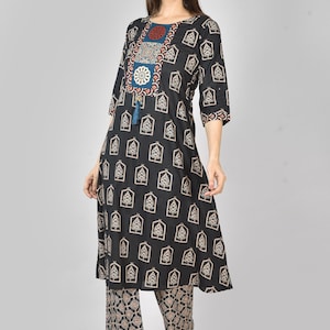 best indian dresses for tall ladies Black Long Sleeves Harmony Hues Dress