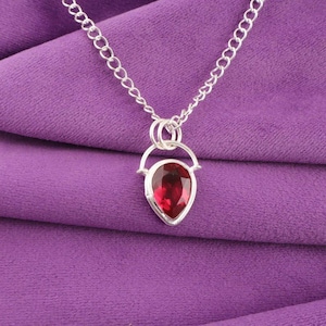 Rosa rubellit sterlingsilverhalsband, ädelstenskedja handgjort rubellithänge, vibrerande hallon-turmalinsmycken, present till henne
