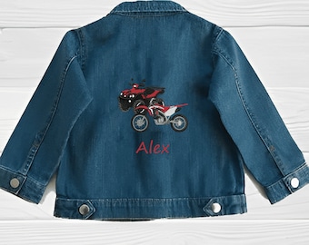 Personalised Children's Denim Jacket | Custom Baby Toddler Denim Coat | Boys Embroidered Denim Jacket | Gifts for Kids