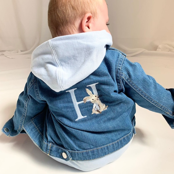 Personalised Children's Denim Jacket | Custom Initial Baby Toddler Denim Coat | Boy's Embroidered Denim Jacket | Gifts for Kids