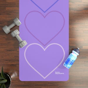 Kids Yoga Mat: &#39;Love + Yoga&#39; Lavender Glow, Non-Slip
