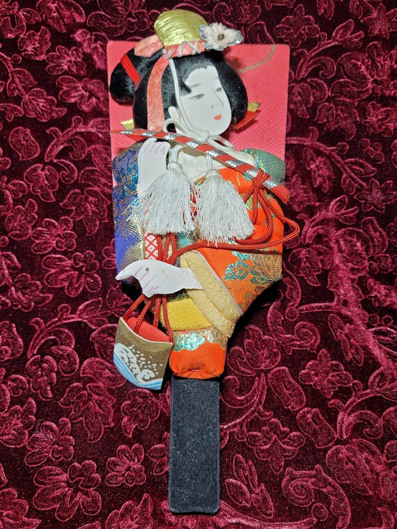 Vintage Hanetsuki Paddle New Year Oshie Hagoita Japan