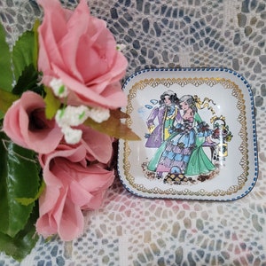 Email Studio Steinbock Austria enameled trinket dish, rococo, vintage, crinoline lady, 1970s, kitsch, retro