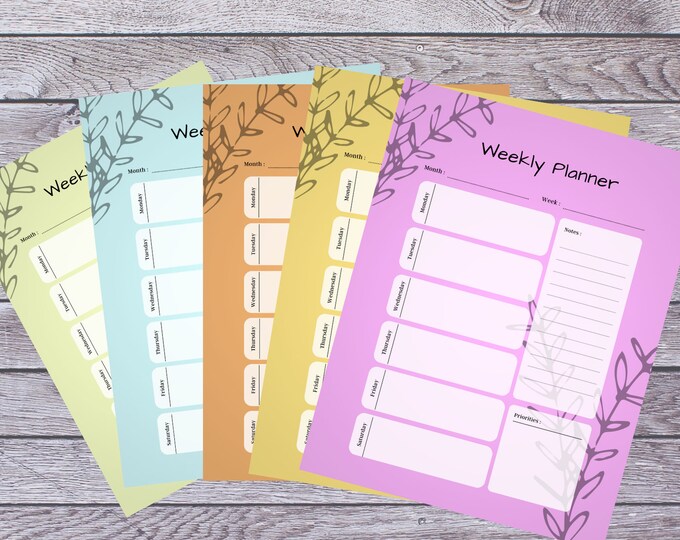 Weekly Planners| Colorful| Digital Prints