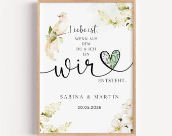 Personalized wedding money gift with names & date – Money poster gift for weddings – Last minute individual wedding gift