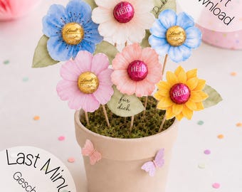 Printable flower farewell gift for a kindergarten teacher, teacher, or colleague – guest gift for weddings, baptisms, communions, and birthdays