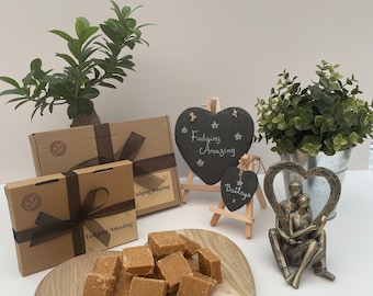 Handmade Gourmet Fudge Gift Box – 400g, Choose Your Flavour Salted caramel, Vanilla, Biscoff etc