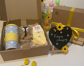Easter Gift Box | Travel Mug, Handmade Fudge, Women's Socks
