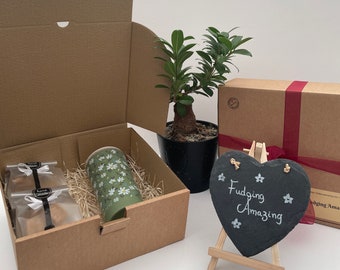 Wheatstraw Travel Mug Gift Box: Homemade Fudge & Card