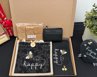 Bee Gift Set Tote & Makeup Bag + Purse +  200g Handmade Fudge Gift for Her