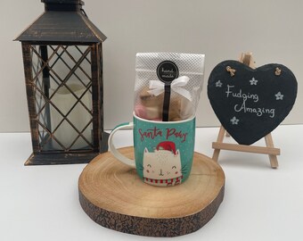Santa Paws Kitten Mug | Christmas Gift, Cat Lover (Optional Fudge)