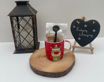 Rudolph Reindeer Christmas Mug with Homemade Fudge Gift Set
