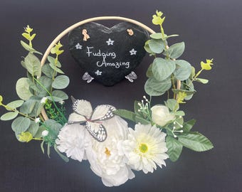 White Floral Hoop Wreath: Peony, Rose & Daisy - Wedding Decor | Wedding, Bridal, Bridesmaids, Flower Girls