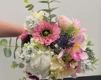 Handmade Artificial Wedding Bouquet | Pink Lilac Autumn Flowers