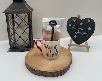Santa's Little Helper Mug | Christmas Gift, Optional Homemade Fudge