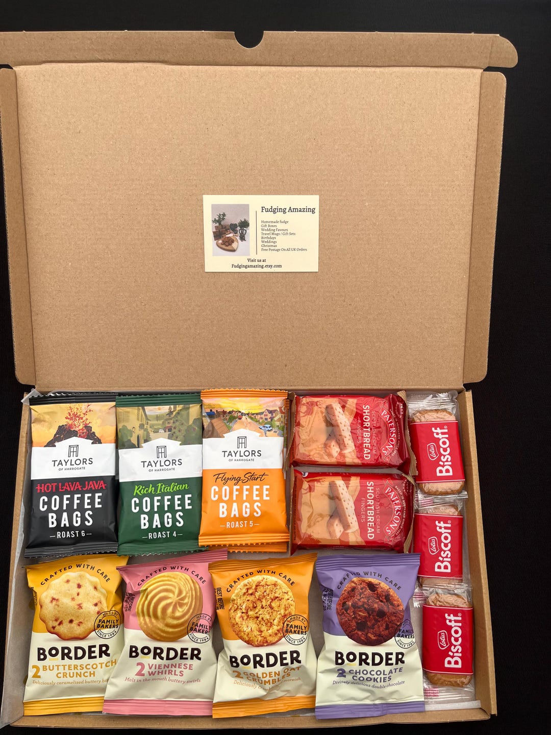 Coffee & Tea Gift Hamper | Letterbox Biscuit Box - Etsy UK
