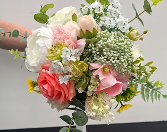 Handmade Artificial Wedding Bouquet | Faux Bridal | Bridesmaid Flowers|  Pastel Pinks | Various Sizes