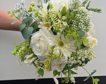 Handmade Wedding Bouquet | Artificial Bridal, Bridesmaid & Flower Girl Flowers | Peony Rose Eucalyptus | Floral Arrangement