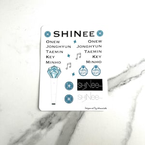 Hoja de pegatinas de Kpop de SHINee - 1 hoja, mate o vinilo, para bullet journal, álbumes de recortes, agendas, portátiles