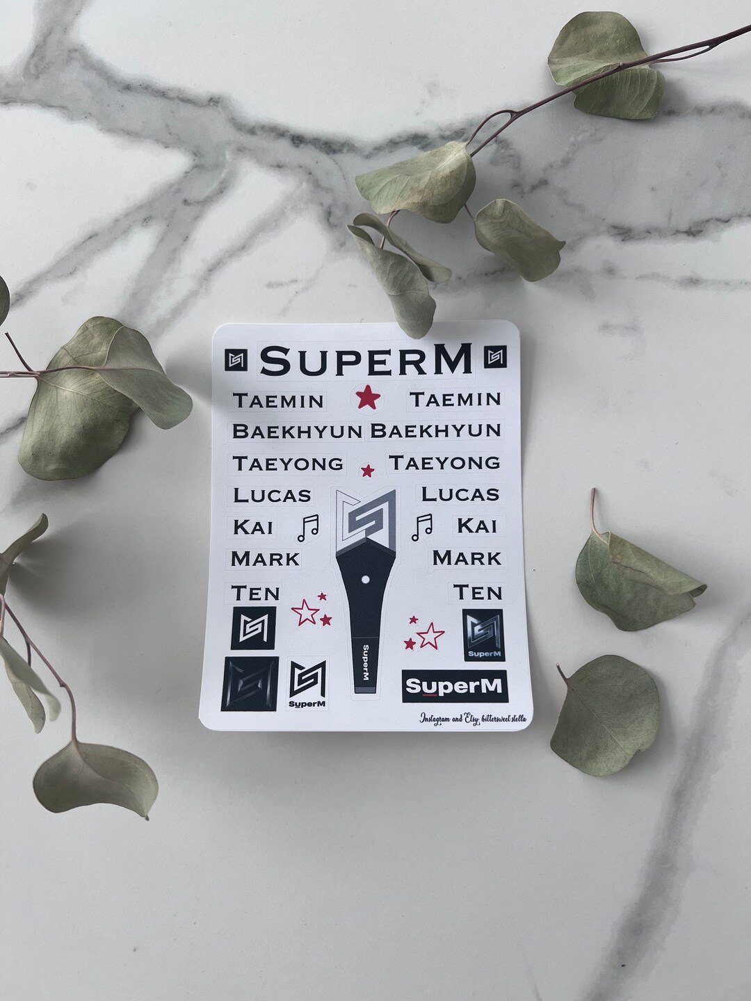 Superm Kpop Sticker Sheet 1 Sheet, Matte or Vinyl, Bullet Journals