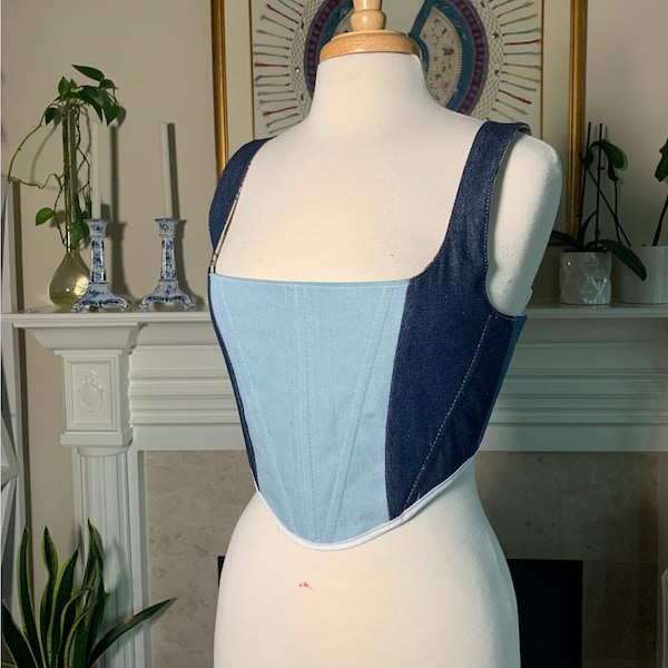 Mismatch Denim Corset