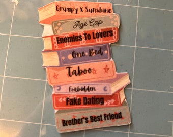 Book tropes sticker/ bookish merch book stack tropes sticker