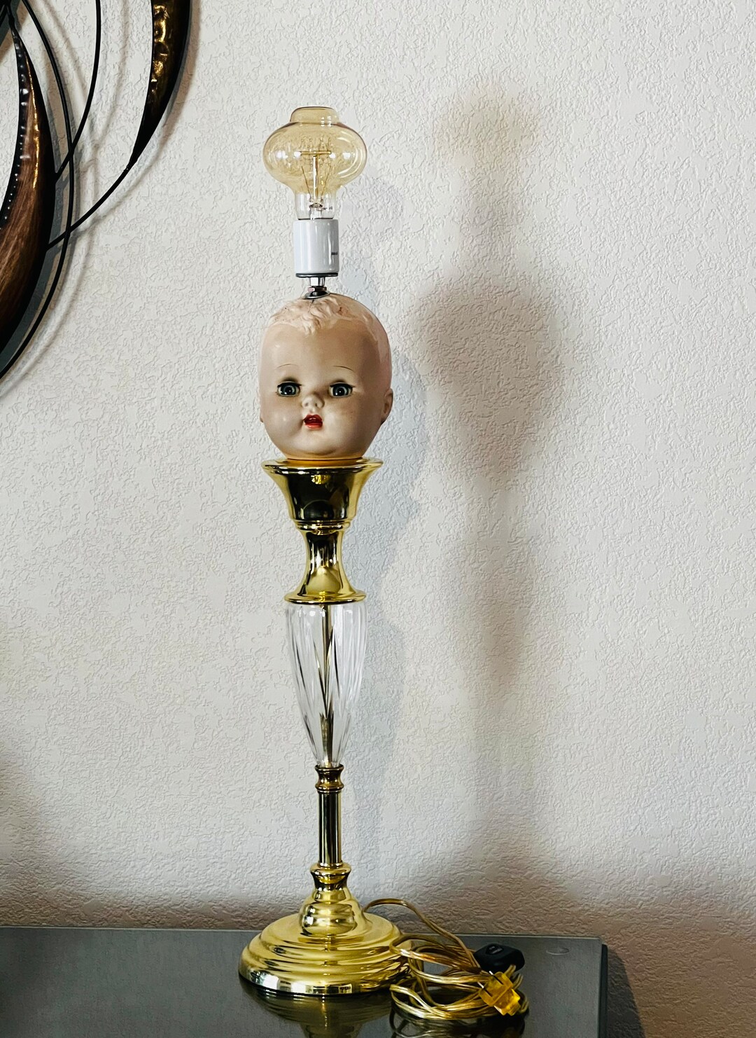 28 Inches Tall Doll Head Lamp Etsy
