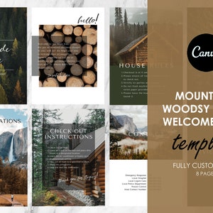 Welcome Book Template | Canva Template | Airbnb | Home Rental Guidebook | Vacation Guide | Welcome Guide | Mountain Woodsy Cabin