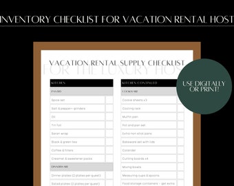 Inventory Checklist for Airbnb Hosts, Restock List for Vacation Rental Owners, Printable Vacation Rental Download, Host Amenities Guide
