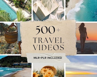 500+ Travel Stock Videos Bundle for Instagram Reels & Canva | PLR/MRR Resell Rights | Digital Marketing Content, Feminine Branding Toolkit