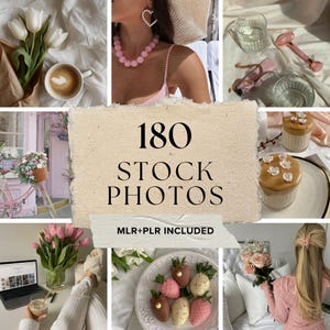 180 Pink Aesthetic Stock Photos Bundle for Instagram & Canva | PLR/MRR Resell Rights | Digital Marketing Content, Feminine Branding Toolkit