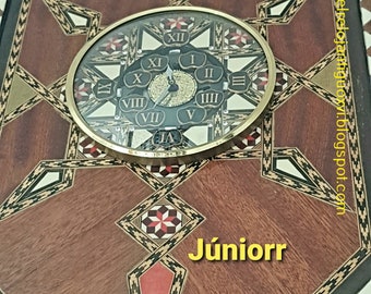 Antique Clock in octagonal marquetery mosaic