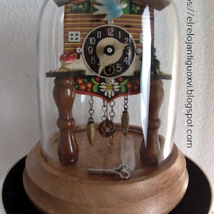 Antique Wooden Clock with Mini Cuckoo House