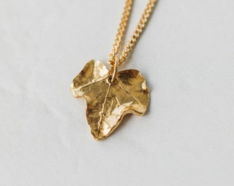 18ct Gold Vermeil Leaf Pendant Necklace, Ivy Leaf Jewellery,  Nature Lover Gift, Handmade In The UK