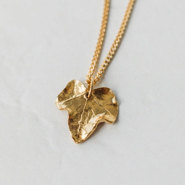 Gold Leaf Pendant Necklace, Ivy Leaf Jewellery,  Nature Lover Gift, Handmade In The UK