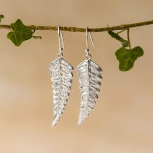 Silver Leaf Earrings, Fern Leaf Jewellery, Nature Lover Gift, Handmade In The UK