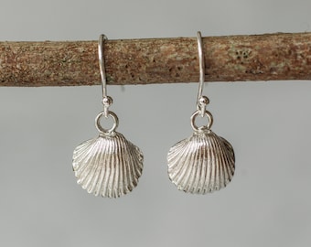 Silver Shell Earrings, Dainty Cockle Shells, Nature Lover Gift, Handmade in the UK