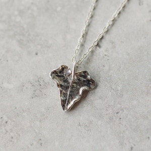 Silver Leaf Pendant Necklace, Ivy Leaf Jewellery, Nature Lover Gift, Handmade In The UK image 2