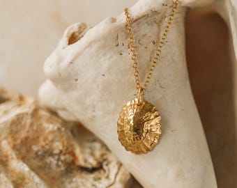 18ct Gold Vermeil Shell Pendant Necklace, Statement Limpet, Nature Lover Gift, Handmade In The UK